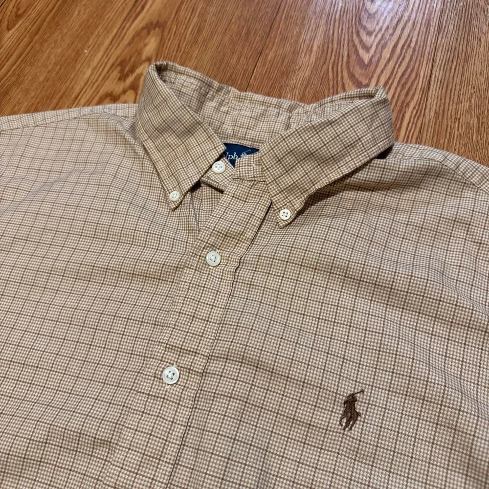 Polo Ralph Lauren Men's Button Down Shirt XL Brown Gingham Preppy